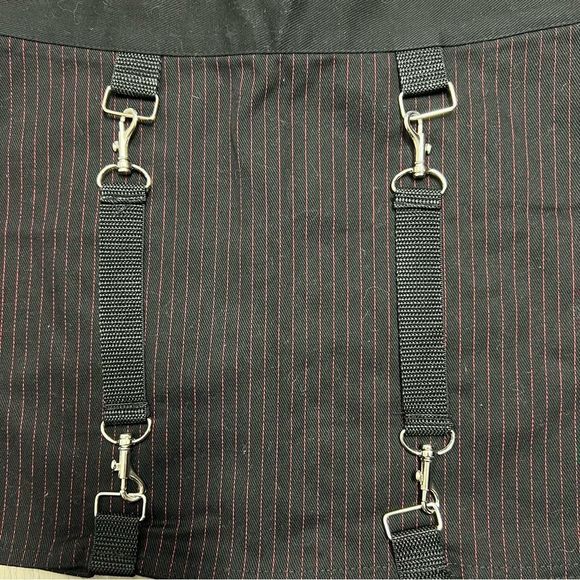 NWT vintage Black red pinstripe bondage skirt Super Low Fat for hot topic sz S - Picture 7 of 10